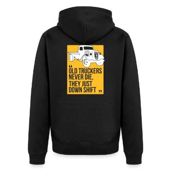 Old truckers - Unisex Premium Organic Zip Hoodie - black - Back - Nico (187cm)