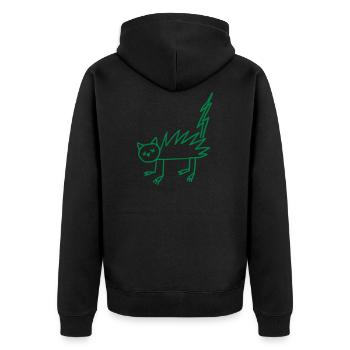 Cat Halloween Zombie Undead Lightning Gift Funny - Unisex Premium Organic Zip Hoodie - black - Back - Nico (187cm)