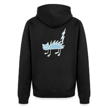 Cat Halloween Zombie Undead Lightning Gift Funny - Unisex Premium Organic Zip Hoodie - black - Back - Nico (187cm)