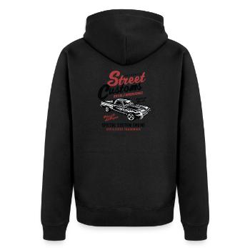 Street Customs - Unisex Premium Organic Zip Hoodie - black - Back - Nico (187cm)