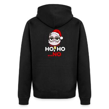 Ho Ho No Funny Grumpy Anti Christmas Cat Hater - Unisex Premium Organic Zip Hoodie - black - Back - Nico (187cm)