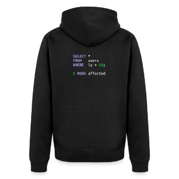 Software Developer SQL Coder Geek Gift - Unisex Premium Organic Zip Hoodie - black - Back - Nico (187cm)