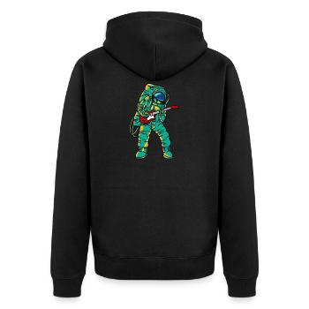Spaceman jouant guitare drôle Rock Cartoon Cool - Veste à capuche bio Premium Unisexe - noir - Dos - Nico (187cm)