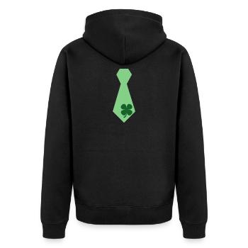 Kleeblatt-Bindung St Patrick Tagesgrün-Iren - Unisex Premium Bio Zip Hoodie - Schwarz - Hinten - Nico (187cm)