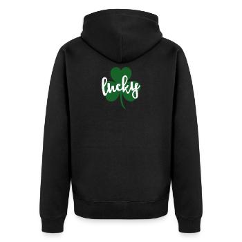 Lucky Glitter Trèfle Saint Patricks Day drôle - Veste à capuche bio Premium Unisexe - noir - Dos - Nico (187cm)