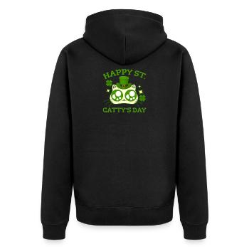 Heureux jour de St Catty St Patricks drôle de trèfle de chat - Veste à capuche bio Premium Unisexe - noir - Dos - Nico (187cm)