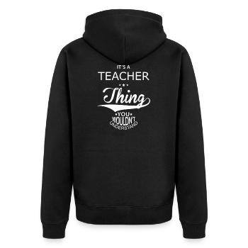 Teacher - Unisex Premium Bio Zip Hoodie - Schwarz - Hinten - Nico (187cm)