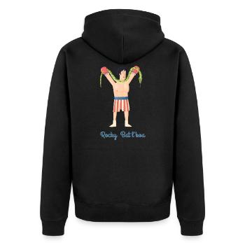 Rocky Beats boa - Unisex Premium Bio Zip Hoodie - Schwarz - Hinten - Nico (187cm)