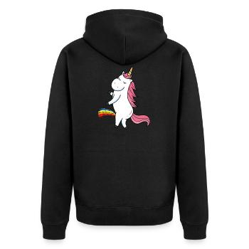 Peeing unicorn rainbow - Unisex Premium Organic Zip Hoodie - black - Back - Nico (187cm)