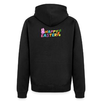 Happy Easter With Egg Carrot & Bunny Pascha - Unisex Premium Organic Zip Hoodie - black - Back - Nico (187cm)