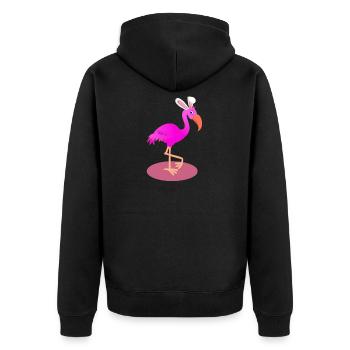 Flamant rose avec des oreilles de lapin de Pâques - Veste à capuche bio Premium Unisexe - noir - Dos - Nico (187cm)
