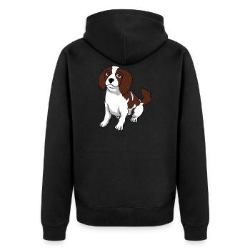 Cavalier King Charles Spaniel dog - Unisex Premium Organic Zip Hoodie - black - Back - Nico (187cm)