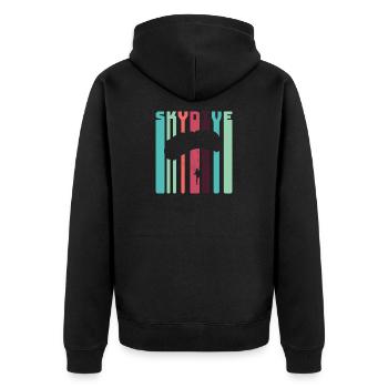 Fallschirmspringer T-Shirt Fallschirm Geschenk - Unisex Premium Bio Zip Hoodie - Schwarz - Hinten - Nico (187cm)
