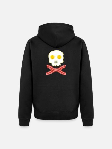Speck und Eier Totenkopf Skull - Bacon Eggs - Premium økologisk unisex-hættejakke - sort