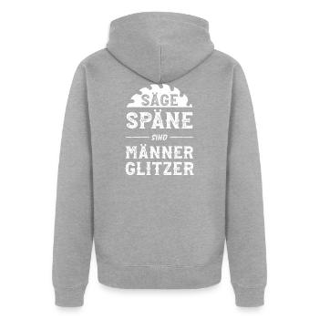 Sägespäne Glitzer Holz Förster Holzfäller Geschenk - Unisex Premium Bio Zip Hoodie - Grau meliert - Hinten - Nico (187cm)