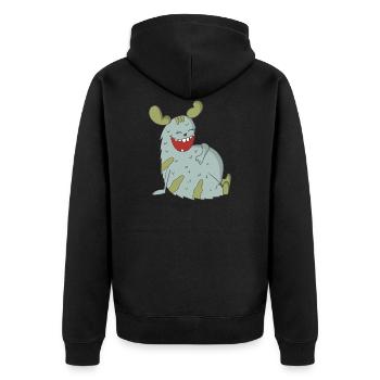 Lachendes Monster - Unisex Premium Bio Zip Hoodie - Schwarz - Hinten - Nico (187cm)