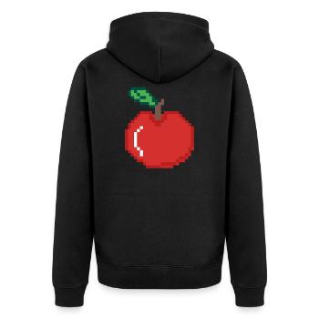 Apple pixel art - Veste à capuche bio Premium Unisexe - noir - Dos - Nico (187cm)
