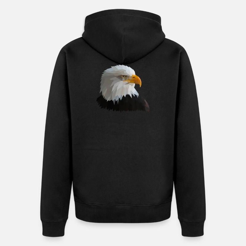 Adler Low-Poly-Style - Unisex Premium Bio Zip Hoodie - Schwarz