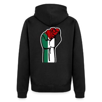 Freies Palästina Revolution - Unisex Premium Bio Zip Hoodie - Schwarz - Hinten - Nico (187cm)