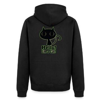Hello! I´m a Cat! - Unisex Premium Bio Zip Hoodie - Schwarz - Hinten - Nico (187cm)