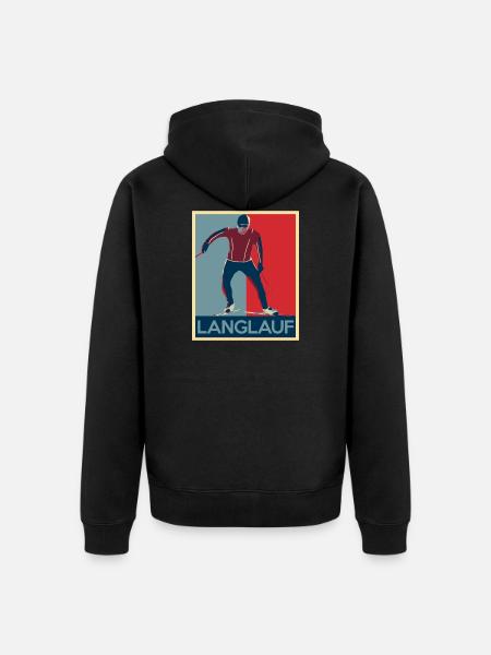 Langlauf - Unisex Premium Bio Zip Hoodie - Schwarz