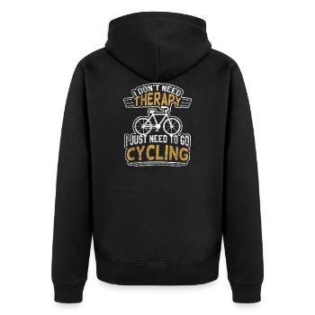 Fahrradfahren - Unisex Premium Bio Zip Hoodie - Schwarz - Hinten - Nico (187cm)
