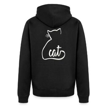 Cat (cat) as a gift for cat lovers - Unisex Premium Organic Zip Hoodie - black - Back - Nico (187cm)