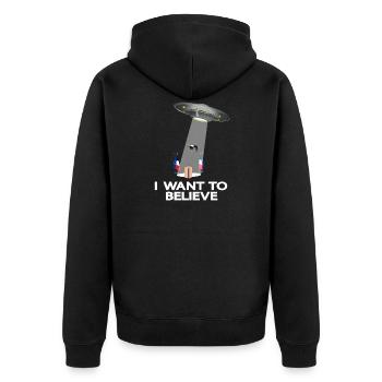 I WANT TO BELIEVE - MACRON - Veste à capuche bio Premium Unisexe - noir - Dos - Nico (187cm)