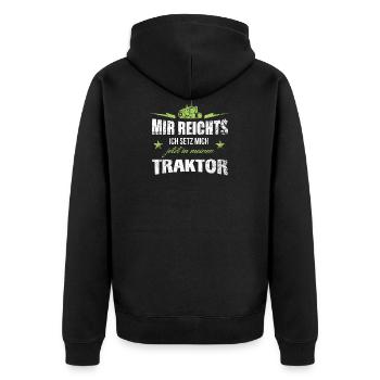 Traktor Landwirt Traktorfahren Geschenk - Unisex Premium Bio Zip Hoodie - Schwarz - Hinten - Nico (187cm)