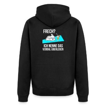 Cheekily verbally superior gift - Unisex Premium Organic Zip Hoodie - black - Back - Nico (187cm)