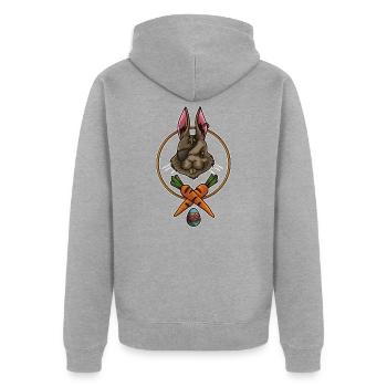 Osterhase Pirat | Frohe Ostern Augenklappe - Unisex Premium Bio Zip Hoodie - Grau meliert - Hinten - Nico (187cm)