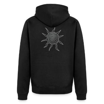 Sonne - Unisex Premium Bio Zip Hoodie - Schwarz - Hinten - Nico (187cm)
