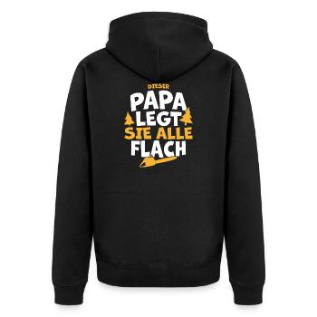 Papa Holz Holzmachen Waldarbeiter Geschenk lustig - Unisex Premium Bio Zip Hoodie - Schwarz - Hinten - Nico (187cm)