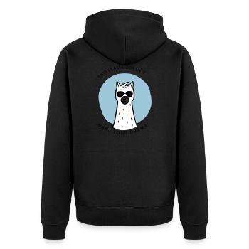 Ce lama ne veut pas de votre drame - Veste à capuche bio Premium Unisexe - noir - Dos - Nico (187cm)