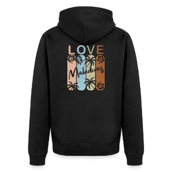Malediven - Unisex Premium Bio Zip Hoodie - Schwarz - Hinten - Nico (187cm)