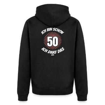I'm already 50 I'm allowed 50 years HARIZ - Unisex Premium Organic Zip Hoodie - black - Back - Nico (187cm)
