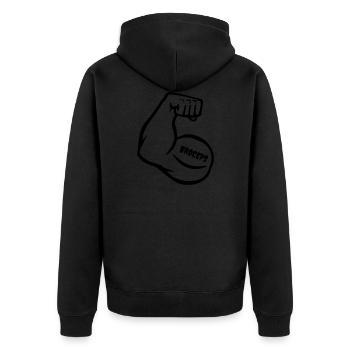 witty muscle arm with biceps - Unisex Premium Organic Zip Hoodie - black - Back - Nico (187cm)
