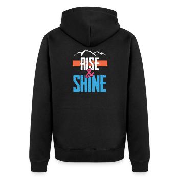 Rise & Shine - Unisex Premium Organic Zip Hoodie - black - Back - Nico (187cm)