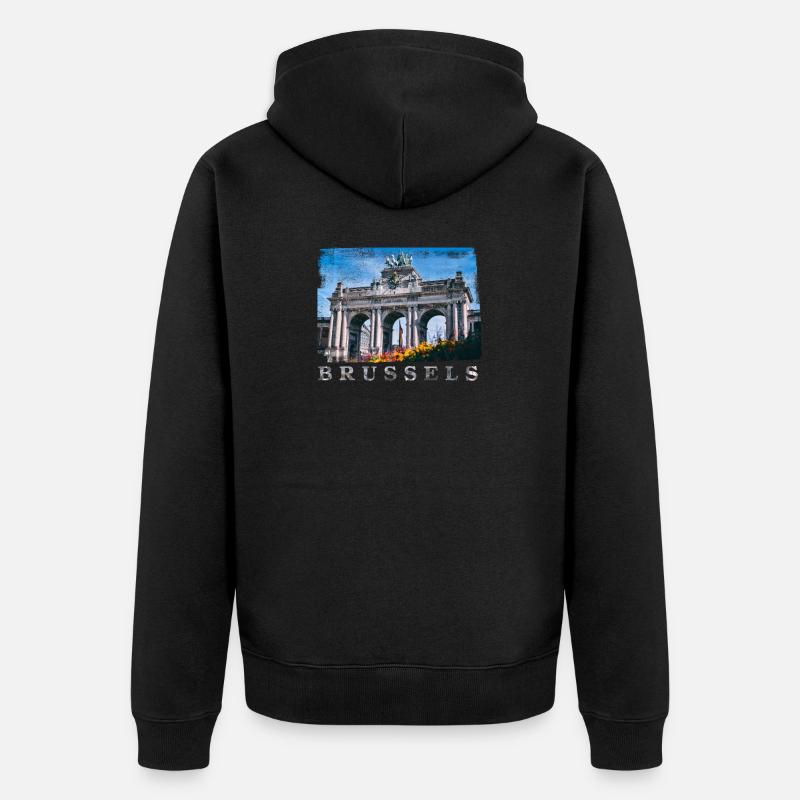 | Brüssel Cinquantenaire - Unisex Premium Bio Zip Hoodie - Schwarz