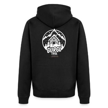 Gurgl Tirol Ski Resort in Austria T Shirt Design - Unisex Premium Organic Zip Hoodie - black - Back - Nico (187cm)