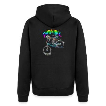 Mountainbike MTB bergab - Unisex Premium Bio Zip Hoodie - Schwarz - Hinten - Nico (187cm)