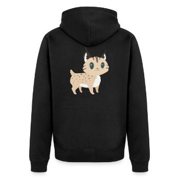 Süßer Luchs - Unisex Premium Bio Zip Hoodie - Schwarz - Hinten - Nico (187cm)