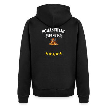 Schaschlikmeister - Name Personalisierung möglich - Unisex Premium Bio Zip Hoodie - Schwarz - Hinten - Nico (187cm)