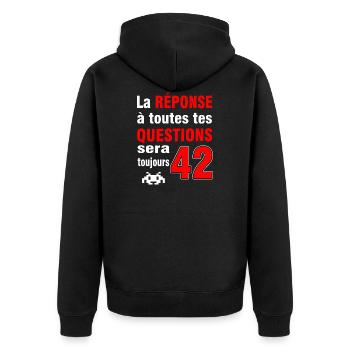 GEEK GEEK GEEK 42 - Veste à capuche bio Premium Unisexe - noir - Dos - Nico (187cm)