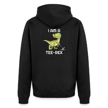 Ich Bin Ein Tee Rex Dinosaurier Golfen Golfer - Unisex Premium Bio Zip Hoodie - Schwarz - Hinten - Nico (187cm)