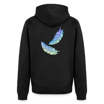 farbige indische Feder - Unisex Premium Bio Zip Hoodie - Schwarz - Hinten - Nico (187cm)