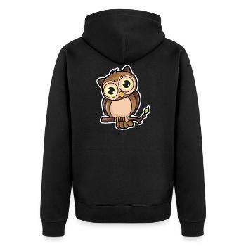 Eule - Unisex Premium Bio Zip Hoodie - Schwarz - Hinten - Nico (187cm)