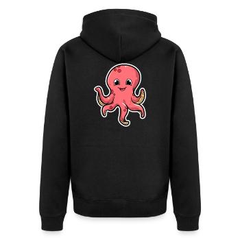 Oktopus - Unisex Premium Bio Zip Hoodie - Schwarz - Hinten - Nico (187cm)