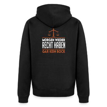 Anwalt Morgen wieder Recht haben gar kein Bock - Unisex Premium Bio Zip Hoodie - Schwarz - Hinten - Nico (187cm)
