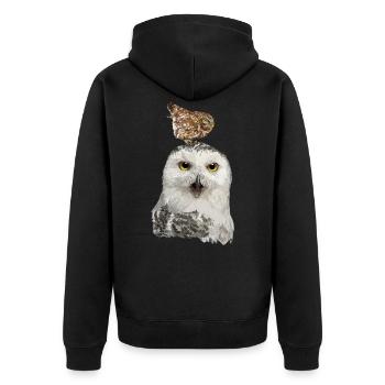 Nächtliche Raubvögel - Unisex Premium Bio Zip Hoodie - Schwarz - Hinten - Nico (187cm)